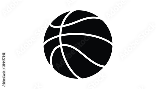 Basketball Icon with Detailed Lines and Curved Shape.