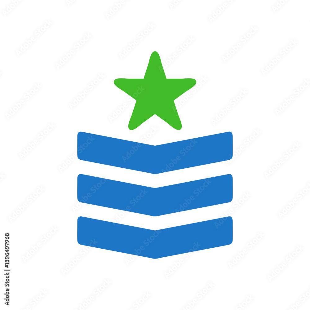 Graphical insignia with star and chevrons emblem Graphical insignia with star and chevrons emblem