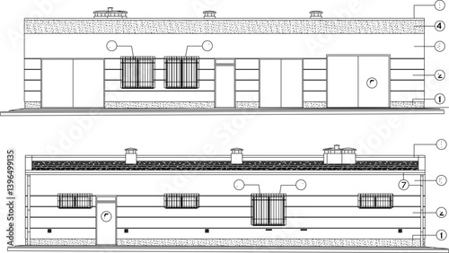 silhouette design vector illustration sketch drawing architecture construction The facades of the building