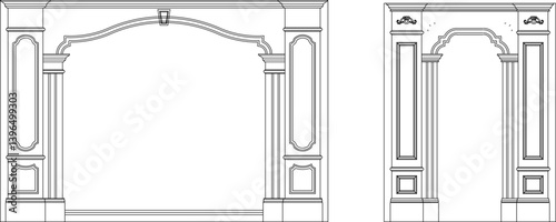 silhouette design vector illustration sketch drawing furniture interior backdrop partition room divider classic vintage ethnic traditional roman greek 
