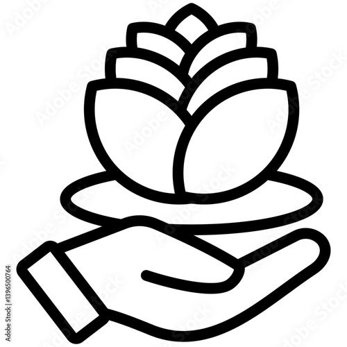 Floating Lotus black outline mini illustration icon, related to relaxation, spa, wellness and more. use for modern concept, print, UI, UX kit, web and app development. Vector EPS 10.