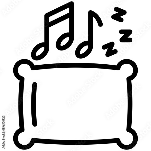 Nap Pillow black outline mini illustration icon, related to relaxation, spa, wellness and more. use for modern concept, print, UI, UX kit, web and app development. Vector EPS 10.
