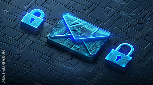 Digital envelope secured with two padlocks on dark textured background symbolizing encrypted mail photo