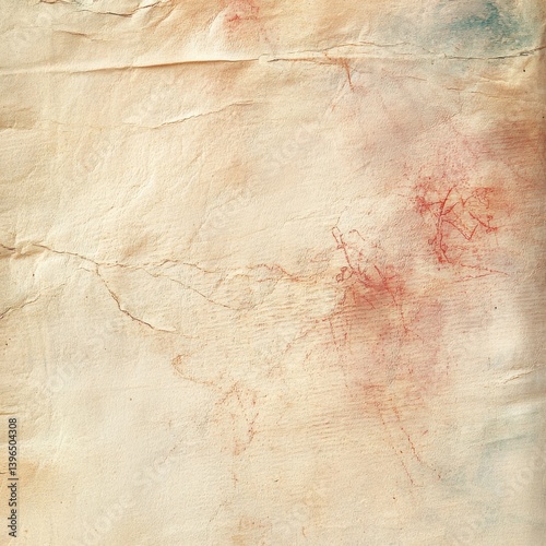 A textured, abstract background with subtle hues of beige and light red, featuring faint, indistinct markings or patterns. photo