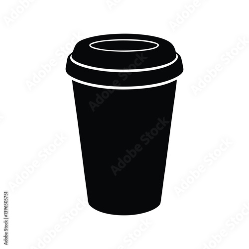 Black silhouette of a disposable coffee cup with a kraft paper exterior