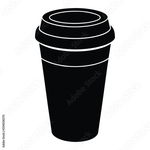 Black silhouette of a disposable coffee cup with a kraft paper exterior