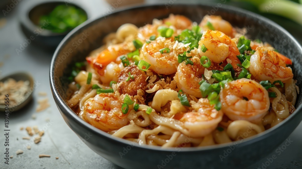 Shrimp stir fry noodles dish Shrimp stir fry noodles dish