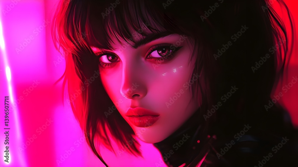 Striking Monochromatic Portrait of a Woman with Bold Colors Striking Monochromatic Portrait of a Woman with Bold Colors