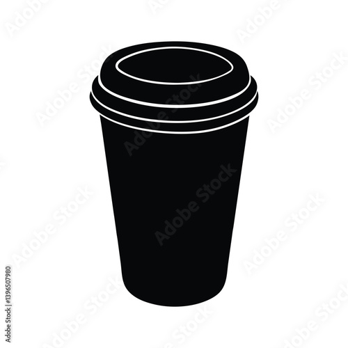Black silhouette of a disposable coffee cup with a kraft paper exterior