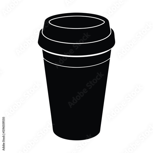 Black silhouette of a disposable coffee cup with a kraft paper exterior