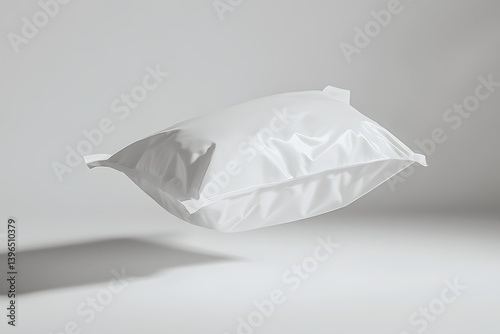 Floating Pillow Pack Mockup with Glossy Finish Isolated on White Background