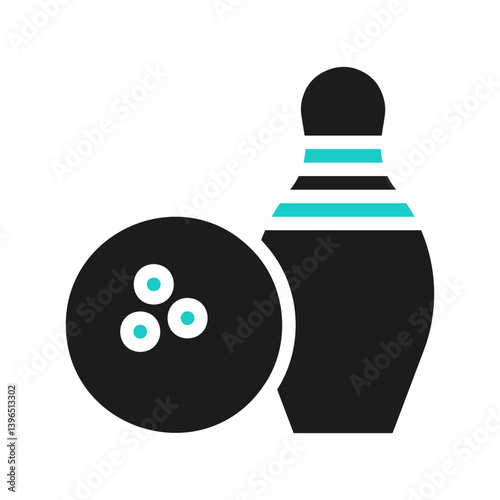 Bowling Ball and Pin Illustration Isolated Design