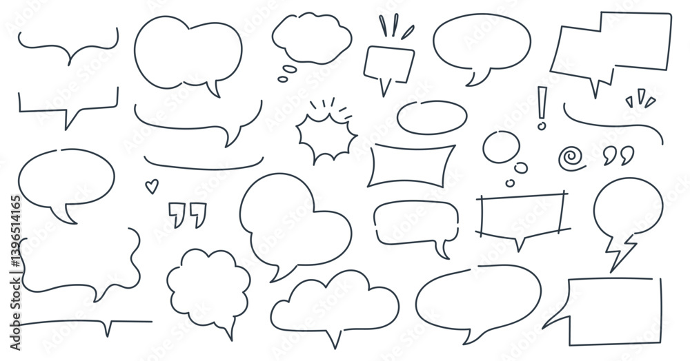 Obraz premium Speech bubble collection, line frame text design, talk, dialog, chat