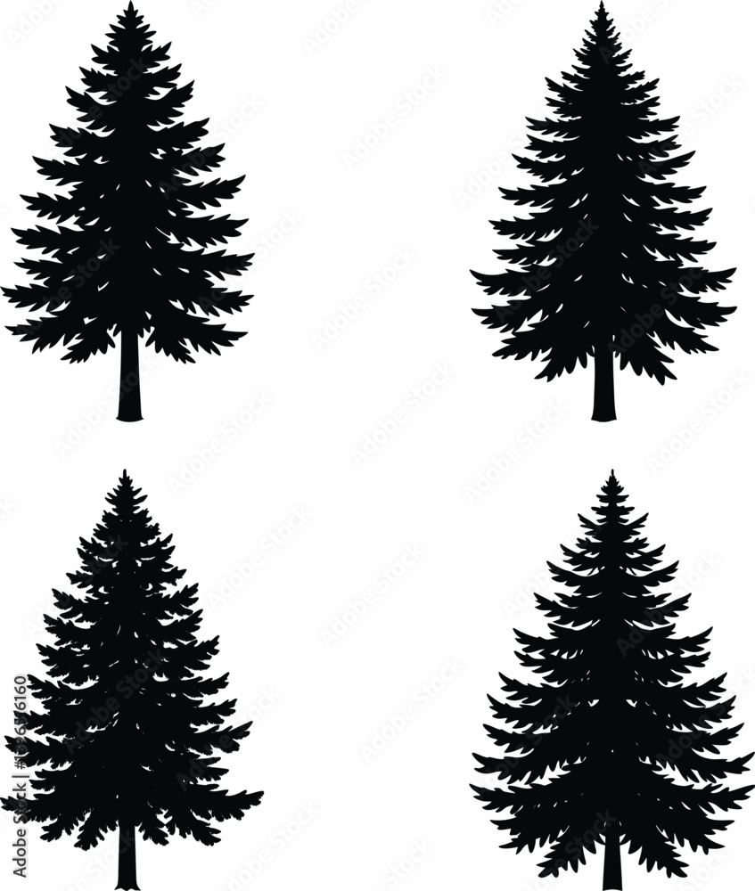 Obraz premium Pine Tree Silhouette vector illustration