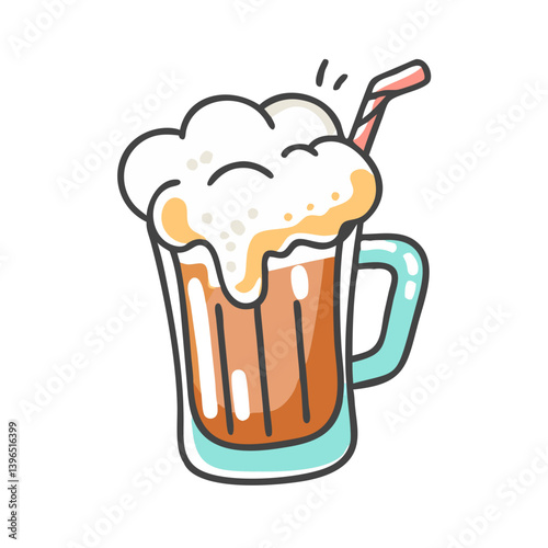 root beer float icon, root beer float vector illustration-simple illustration of root beer float, perfect for root beer float logos and icons