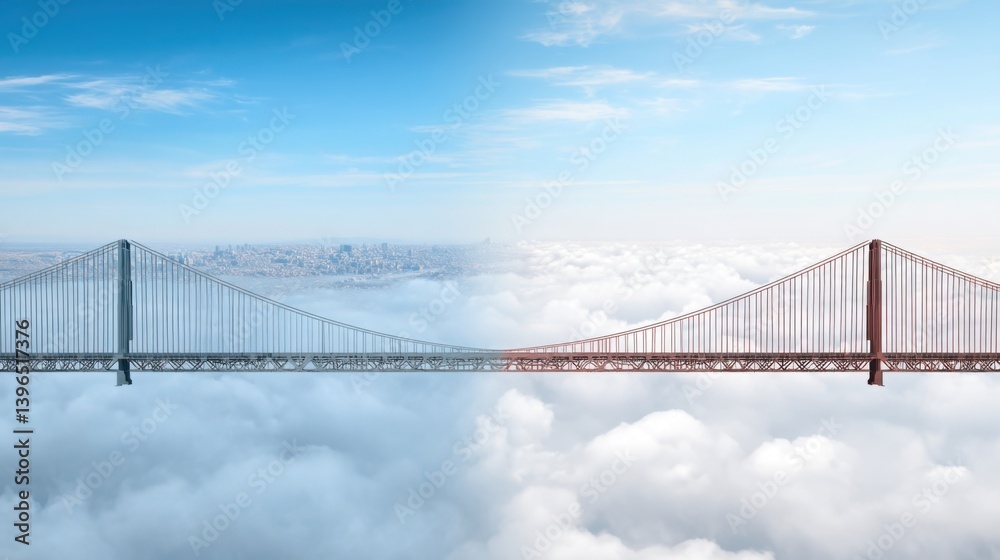 A majestic bridge in the clouds symbolizing ambition and aspirations in the context of connection and overcoming challenges A majestic bridge in the clouds symbolizing ambition and aspirations in the context of connection and overcoming challenges