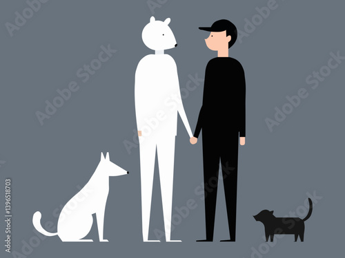 Abstraction man and animal