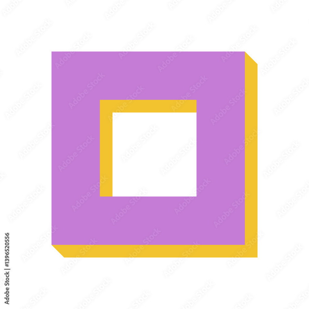 Bold abstract shape. Minimal geometric figure with a brutalist element. Square form creates strong shadows, representing contemporary brutalism. Ideal for modern graphic projects, this icon embodies Bold abstract shape. Minimal geometric figure with a brutalist element. Square form creates strong shadows, representing contemporary brutalism. Ideal for modern graphic projects, this icon embodies