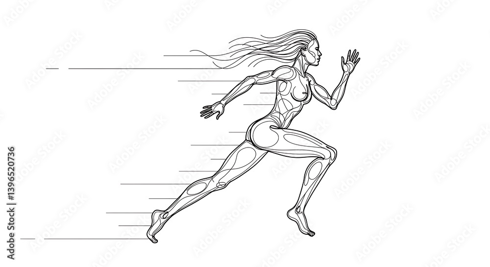 Fototapeta premium running vector art line colorfull