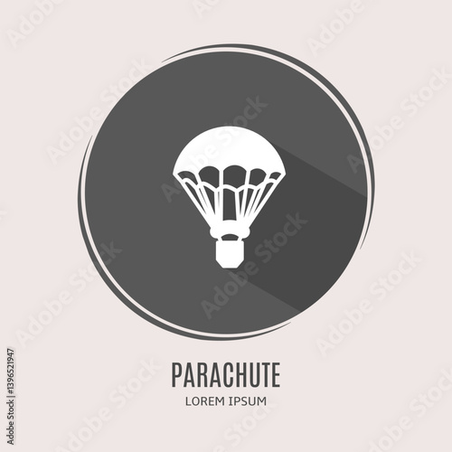 Symbol parachute logo. Illustration of parachute in flat. Stock vector.
