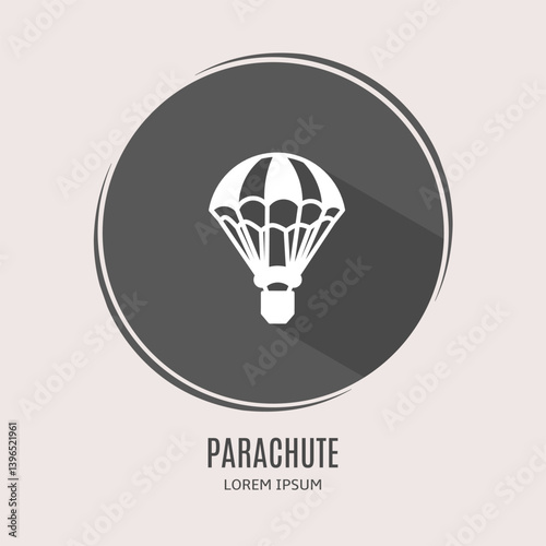 Symbol parachute logo. Illustration of parachute in flat. Stock vector.