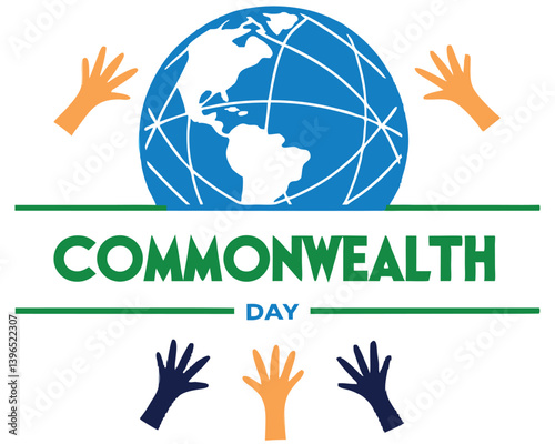 Celebrate Commonwealth Day with a colorful globe and triangular shapes design.