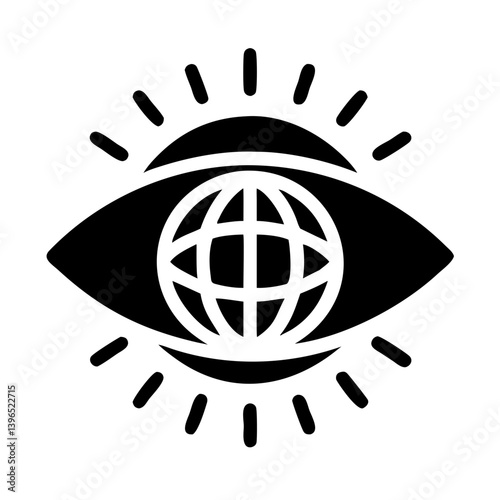 Eye with Globe and Rays Icon Design