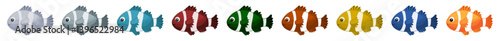 Vector ocean fish set of clown fish in vibrant colors