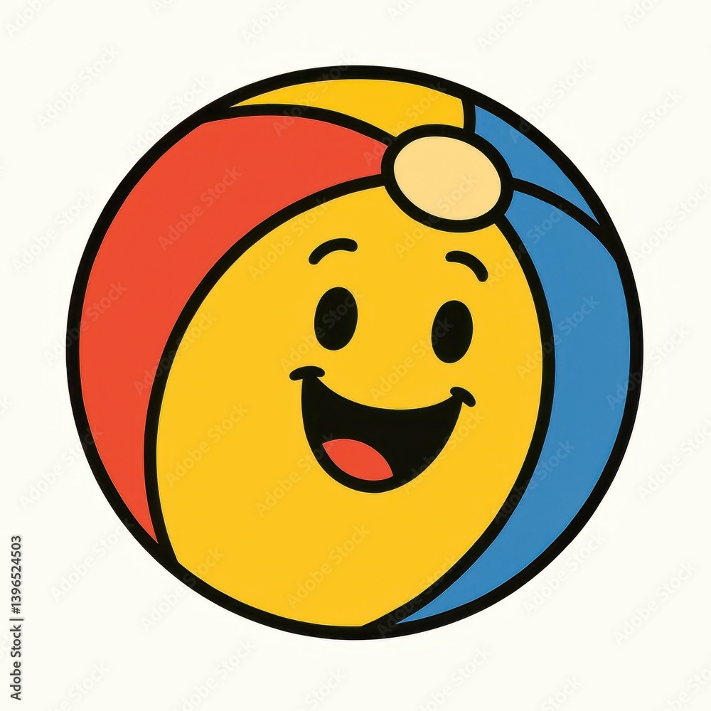 Fototapeta premium Happy Beach Ball Cartoon Illustration Perfect for Summer Fun Designs and Kids' Projects