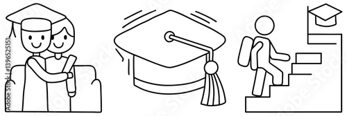 Happy graduate celebrating achievement with friends while wearing cap and gown, symbolizing success and future opportunities