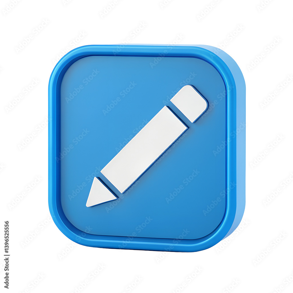 3D Render of a Blue Square Edit Button Icon Featuring a White Pencil Symbol Ideal for User Interfaces Web Design and Mobile App Development Projects 3D Render of a Blue Square Edit Button Icon Featuring a White Pencil Symbol Ideal for User Interfaces Web Design and Mobile App Development Projects