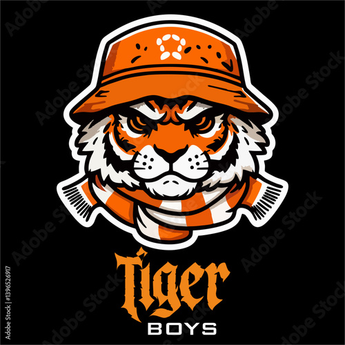 illustration vector graphic of Football fans ultras hooligan with blue white scarf design for logo, t-shirt, etc
