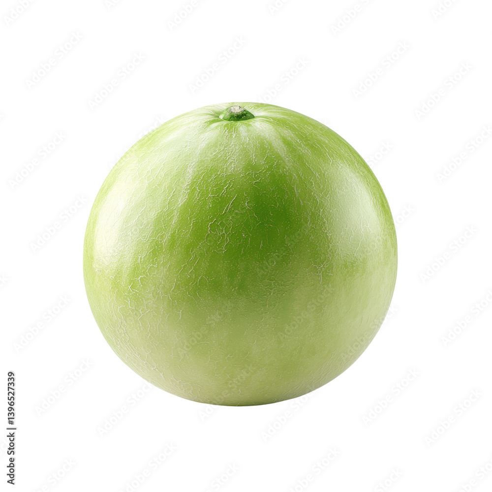 Fresh green spherical vegetable on white background