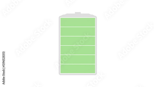 Battery charge full power energy level. Rechargeable battery indicator on a transparent background. Nivel de carga de batería alta. Indicador de batería recargable sobre fondo transparente