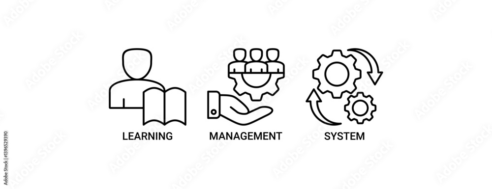LMS icon set. Containing icon of learning, management, system icons. Outline vector symbol background. LMS icon set. Containing icon of learning, management, system icons. Outline vector symbol background.