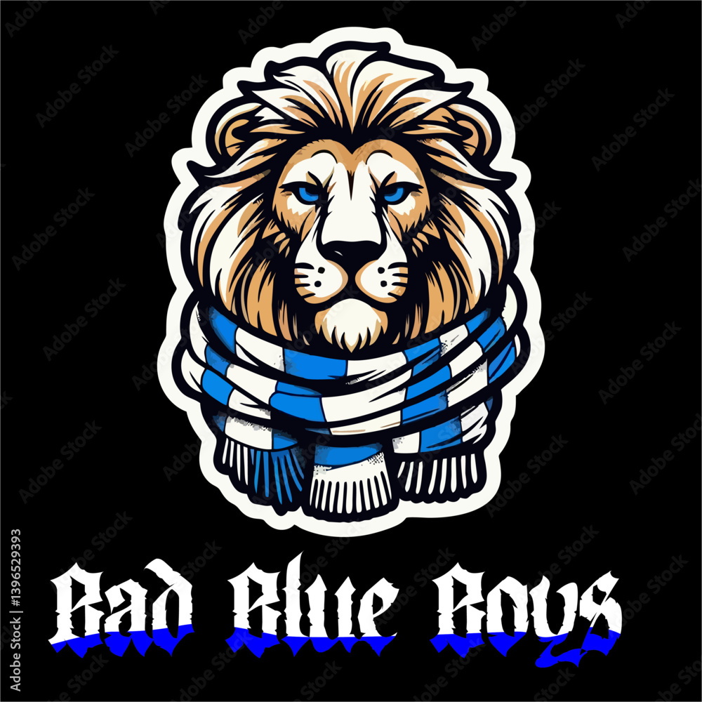 Obraz premium A vector of Lion logo Football fans ultras hooligans with Blue white 