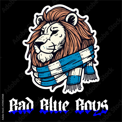 A vector of Lion logo Football fans ultras hooligans with Blue white 