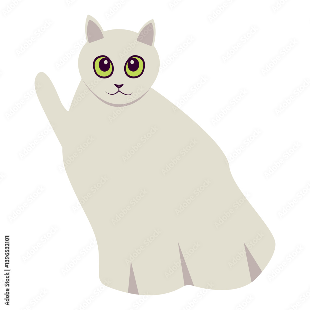 Fototapeta premium Cute Cat Halloween with Costume. Vector Cartoon Character.