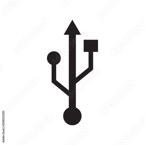 usb connection symbol flat icon vector