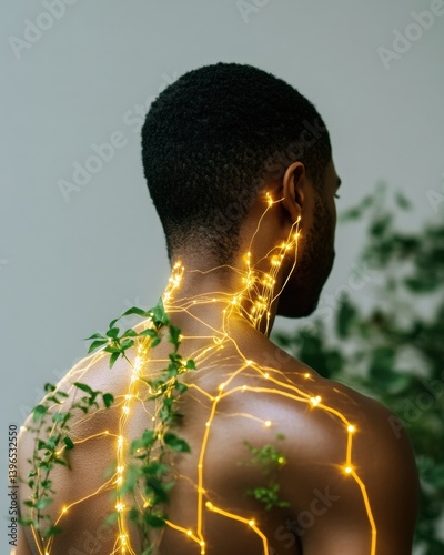Neuro-Botanical Wellness Luminescent Meridian Mapping with Biophilic Design - Holistic Health Technology and Mindful Energy Visualization