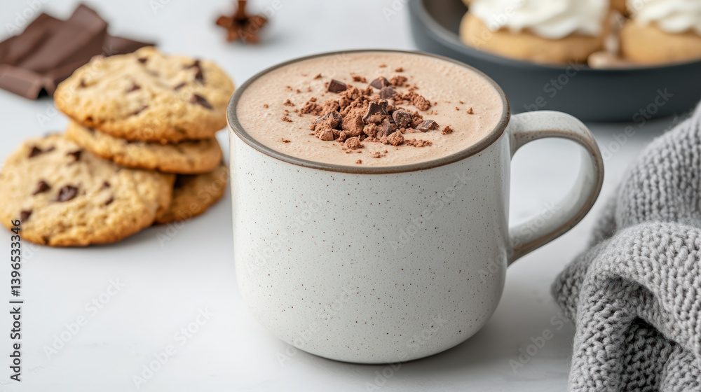 Cozy night in with vegan hot chocolate and homemade cookies, perfect for relaxation Cozy night in with vegan hot chocolate and homemade cookies, perfect for relaxation