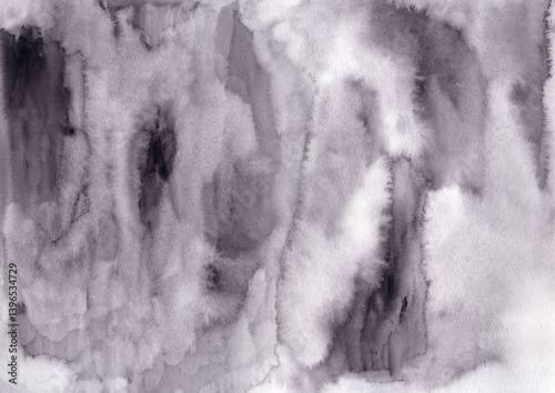 Obraz na płótnie Abstract black and white watercolor background. Elegant gray texture with soft brush strokes and organic flow. Minimalist and artistic design, perfect for modern prints, posters, and web use w salonie