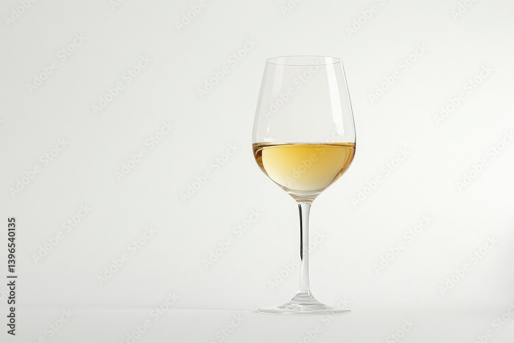 Elegant Wine Glass with White Wine on a Clean Background Elegant Wine Glass with White Wine on a Clean Background