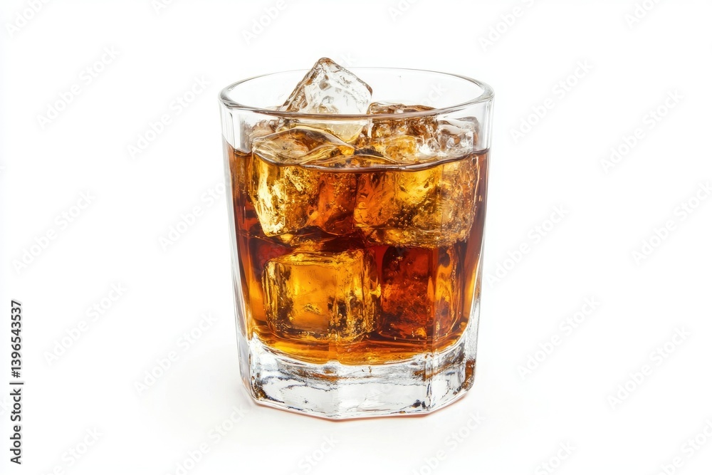 Iced Drink in Glass Refreshing Cold Beverage on White Background Iced Drink in Glass Refreshing Cold Beverage on White Background