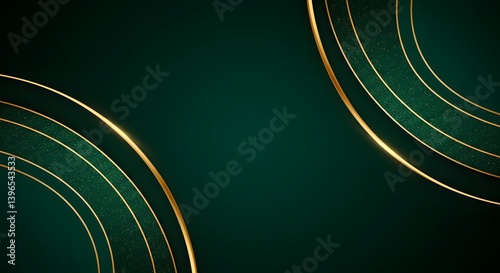 A luxurious blend of deep emerald green and radiant gold curves, creating a sophisticated and eye-catching background or design element.