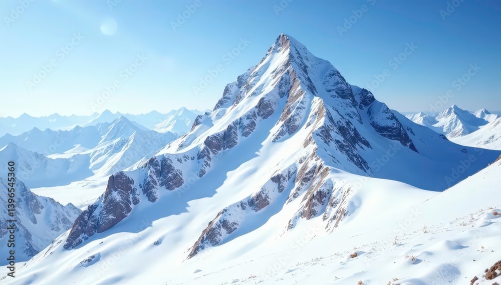Snow-covered mountain peak, pristine white landscape , scenic, glacial