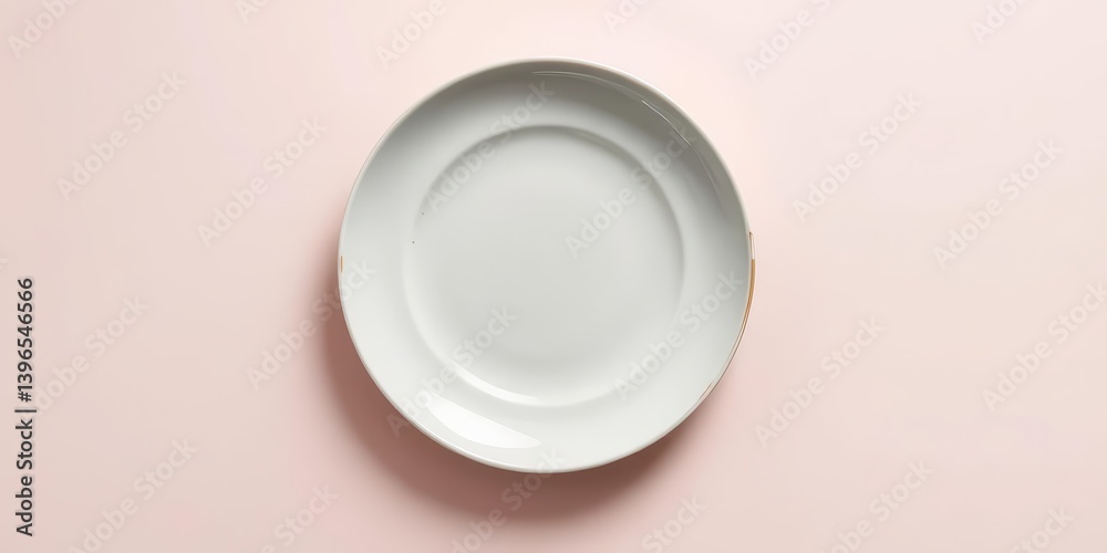 Overhead shot of empty ceramic plate on soft gradient background, texture, graphic Overhead shot of empty ceramic plate on soft gradient background, texture, graphic