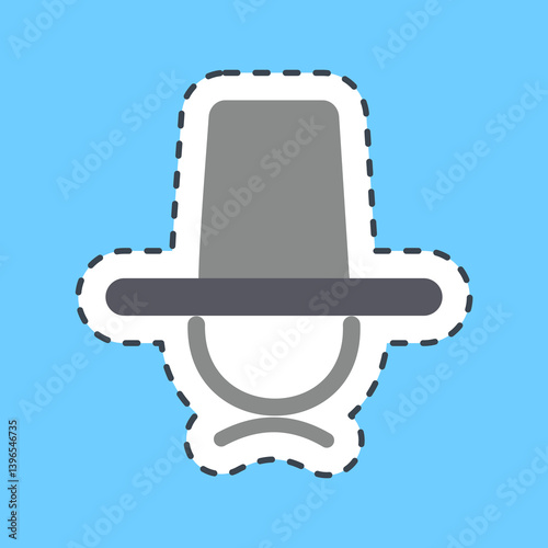 Sticker line cut hat. South Korea elements. Good for prints, posters, logo, advertisement, infographics, etc.