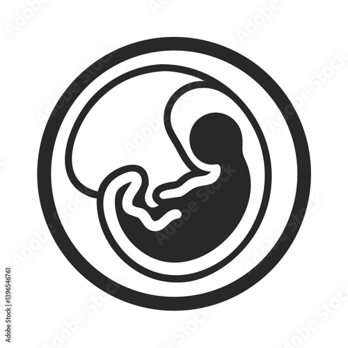 Fetus Inside Circular Womb Icon Design