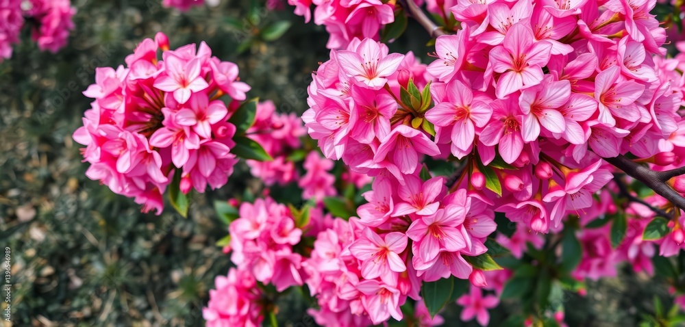 Overhead view of abundant pink blossoms, vibrant color, greeting card design, spring, feminine Overhead view of abundant pink blossoms, vibrant color, greeting card design, spring, feminine